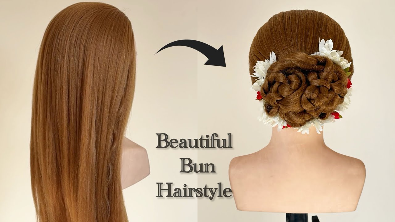 Beautiful Bun Hairstyle Tutorial 💕 #hairstyle #hair#hairstyletutorial #youtubeshorts 