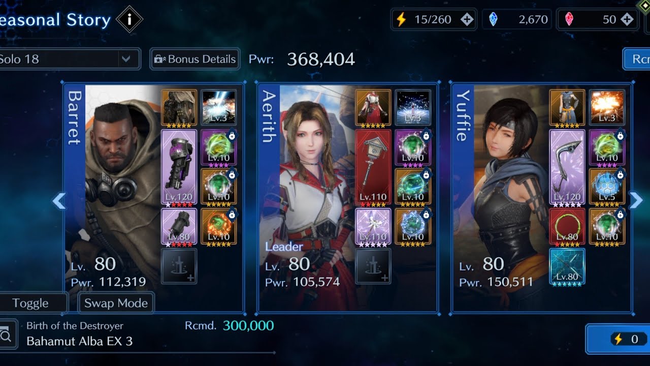 FF7 Ever Crisis- Bahamuth Alba EX3 whit  Yuffie OB1 guild weapon