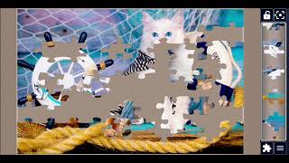 Cute White Cat Jigsaw Puzzle 🧩🐱 | Relaxing Tick Sound ASMR | Long Gameplay screenshot 4