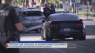 Police: Stolen car crashes in Downtown Columbus