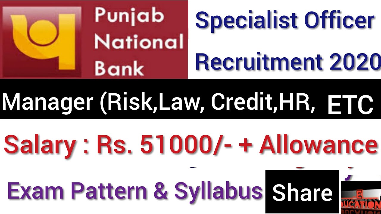 PNB Manager Recruitment 2020| SO (Manager) Recruitment In Punjab National Bank| PNB Manager vacancy
