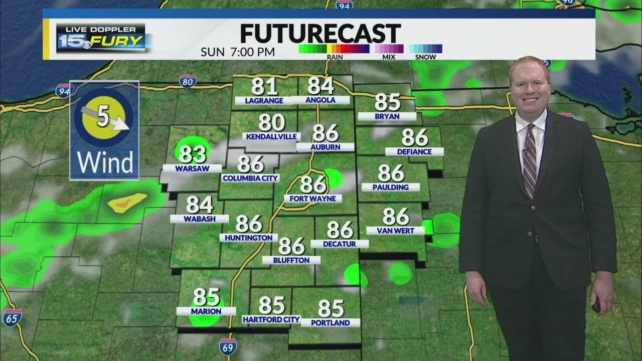 Tracking a few showers and storms Sunday evening - YouTube
