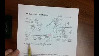 Pre-Calc B Unit 8 Practice Test (#'s1-5)