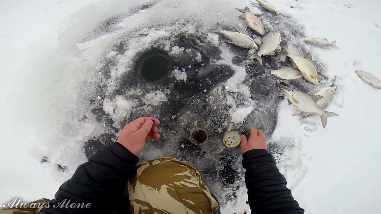 Зимняя рыбалка. Ловля белой рыбы (густера). Бешеный клёв. Рыбалка на льду.