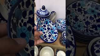 🍵 Multani Blue Pottery Tea Set 💙 #teaset #bluepottery #multanibluepottery #potteryartist