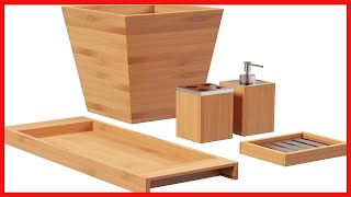 Great product -  5-Piece Bathroom Decor Set - Bamboo Bathroom Accessories Set with Trash Can, Soap D