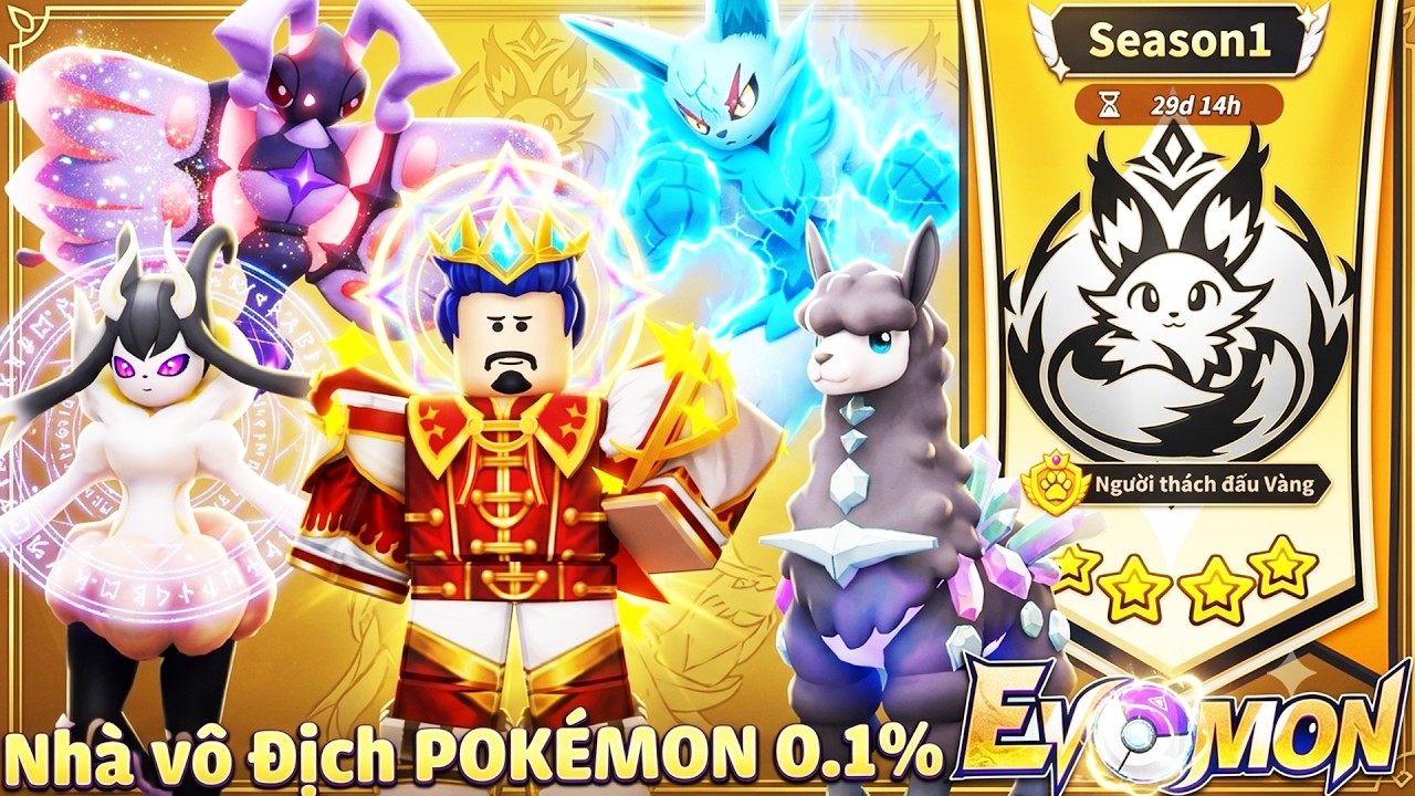 Roblox – Được Nhà Vô Địch POKÉMON 0.1% Hiếm Nhất! Tham Gia Giải Đấu PvP Lên Rank Vàng 4⭐ | Evomon