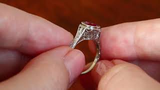 1.80 ct Unheated Burma Ruby Ring, Edwardian era, Platinum Net Worth