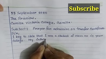 write an application for admission on transfer certificate