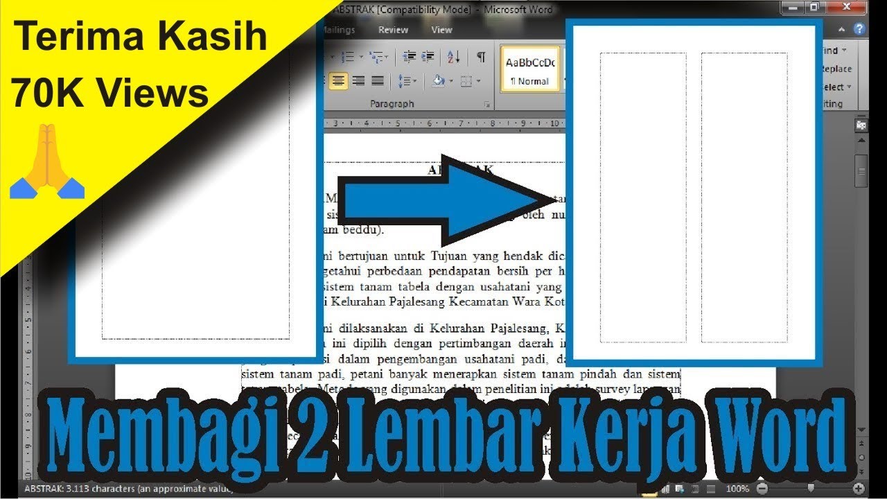 Cara Membagi 2 Lembar Kerja Microsoft Office Word Simple News Video Youtube