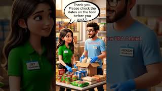 Volunteering at a Food Bank | Simple English Conversation for Beginners #newusaofficial #english