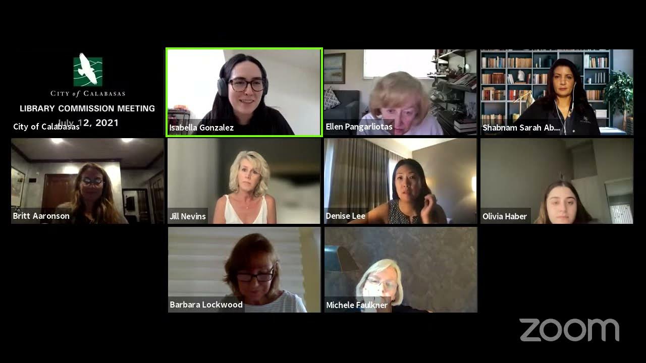 Calabasas Library Commission Meeting 7/12/2021 YouTube