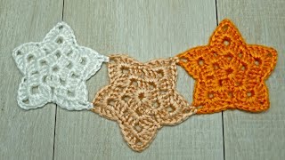 star crochet with pattern    وحدة كروشي خماسية بالباترون مع طريقة  التشبيك