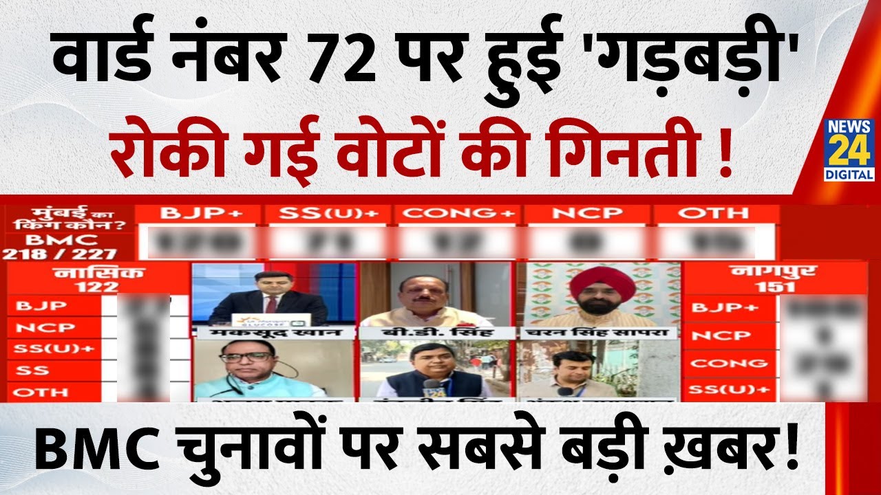 BMC Election Results 2026: वार्ड नंबर 72 पर हुई गड़बड़ी, रोकी गई वोटों की गिनती !  सबसे बड़ी ख़बर !
