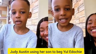 Judy Austin using her son to beg Yul Edochie to come back home on childneso day. 