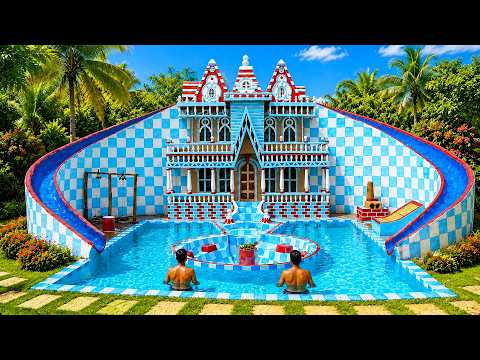 Epic Castle Pool House With Giant Water Slides
