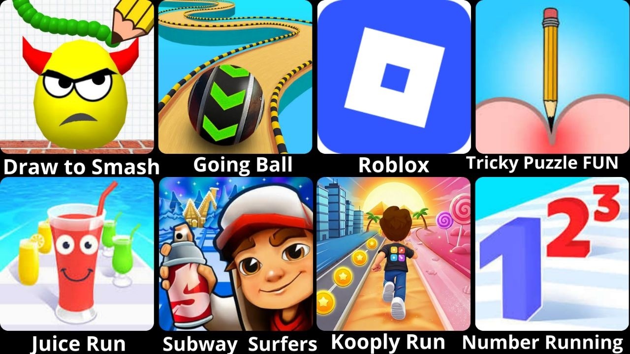 Draw to Smash, Going Balls, Juice Run, Tricky Puzzle FUN BRAIN,  Subway Surfers
