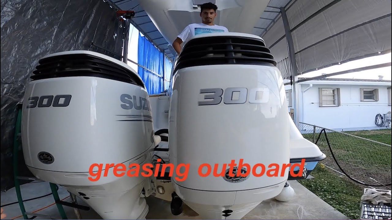 Suzuki 300HP outboard engine maintenance,,,,grease engine fitting Suzuki 300HP EP-54