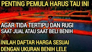 DAFTAR HARGA BENIH LELE DAN UKURAN BENIH