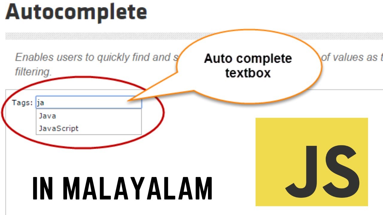 javascript autocomplete dropdown tutorial | vanilla js... Create an Autocomplete Input Box in Malayalam | Vanilla JavaScript ...