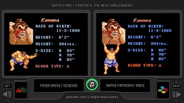 Super Street Fighter II (Sega Genesis vs Snes) Profile Screens Comparison (side by side)