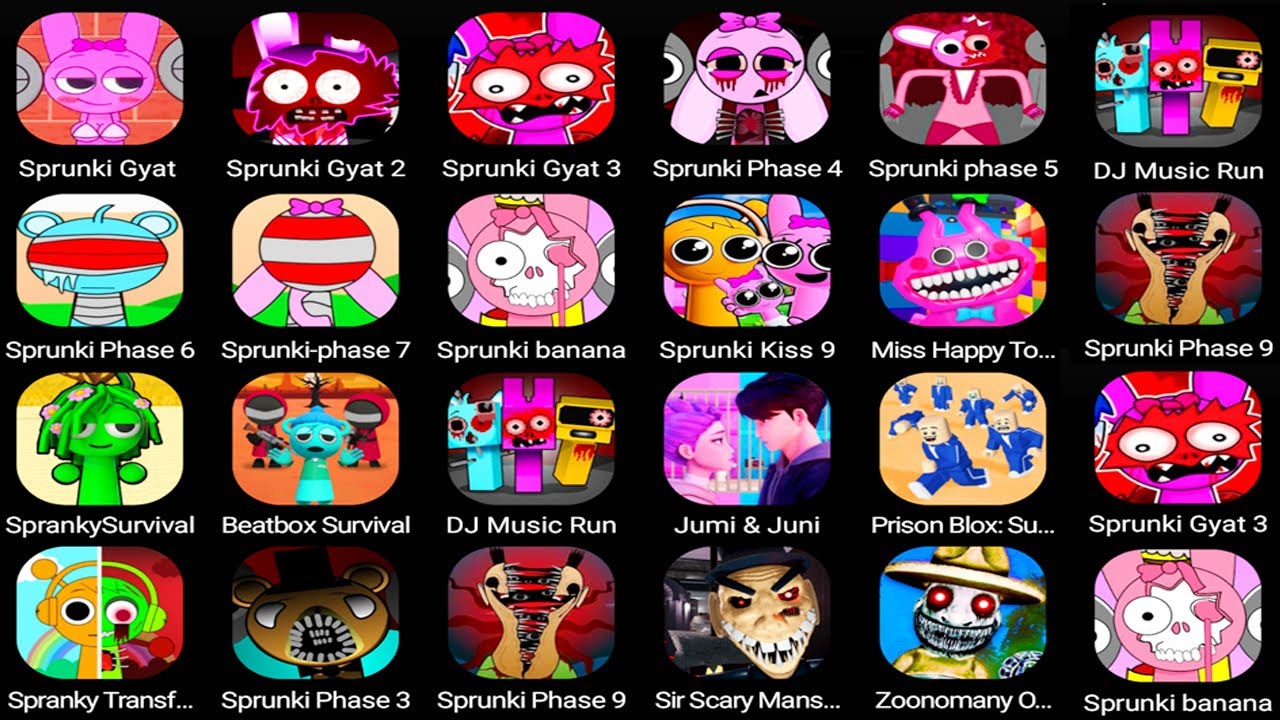 Sprunki update all new levels with many latest Mod creatures,DJ Music Run,Prison Blox,Sprunki Banana