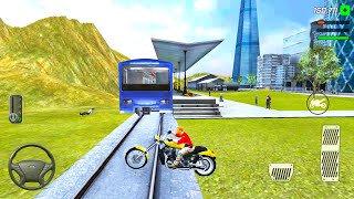 Train Ride in Open World Simulator #8 - MotorBike and Car Driving - Android Gameplay screenshot 4