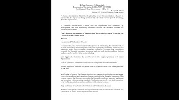 #bknmu B.Com Sem-5 Auditing & Corporate Governance Exam Reme. 2024 Paper Solution #bknmu_bcom_sem_5