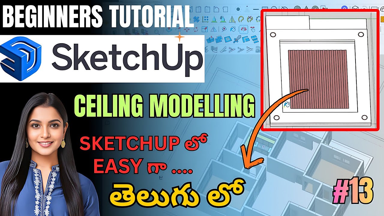 SketchUp Ceiling Modeling Telugu | Bedroom Interior – Part 1