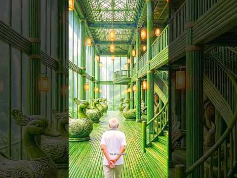 Secret Bamboo Duck Village in the Jungle 🦆🌿 | Magical Floating Bamboo House #shorts #bamboohouse
