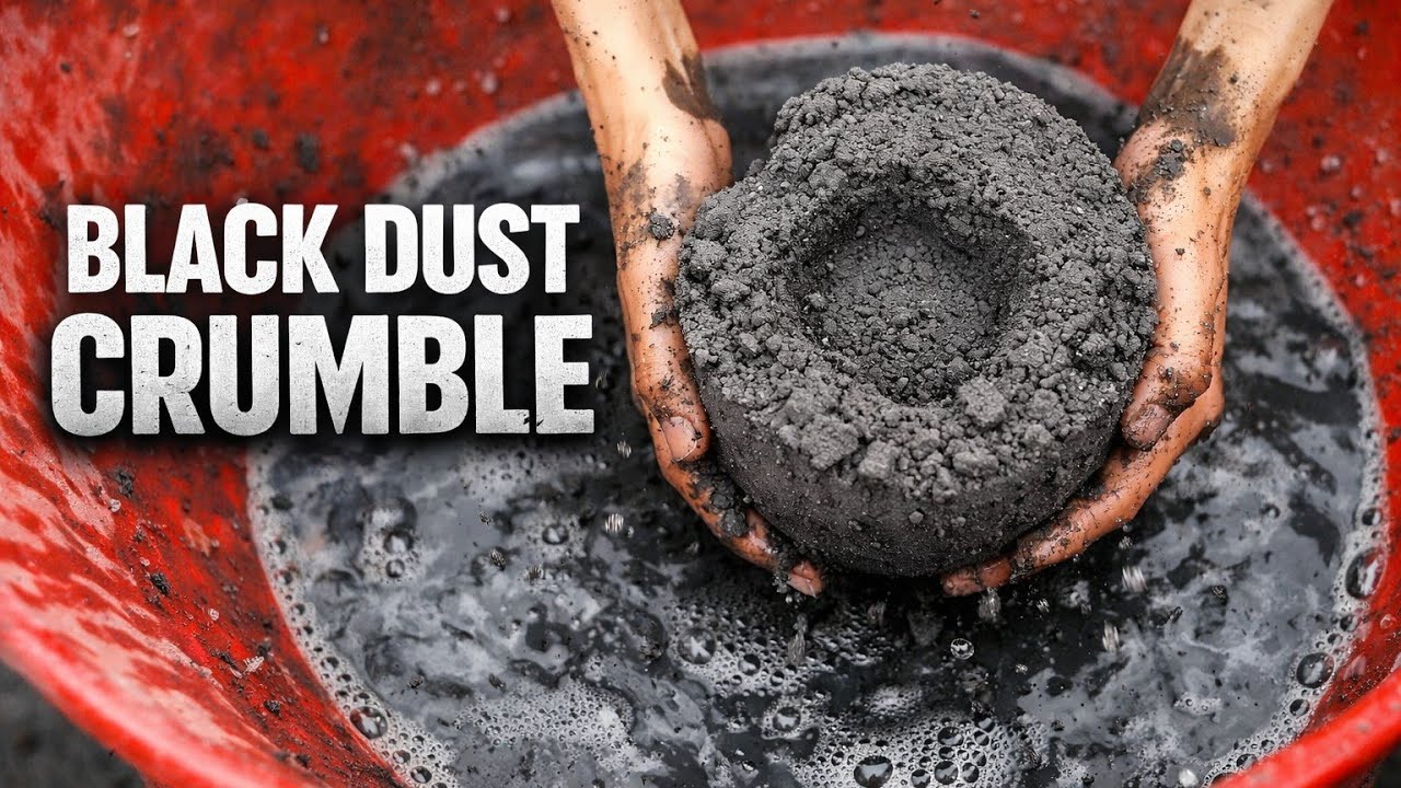 Black dusty grainy cylinder crumble satisfying video 📷