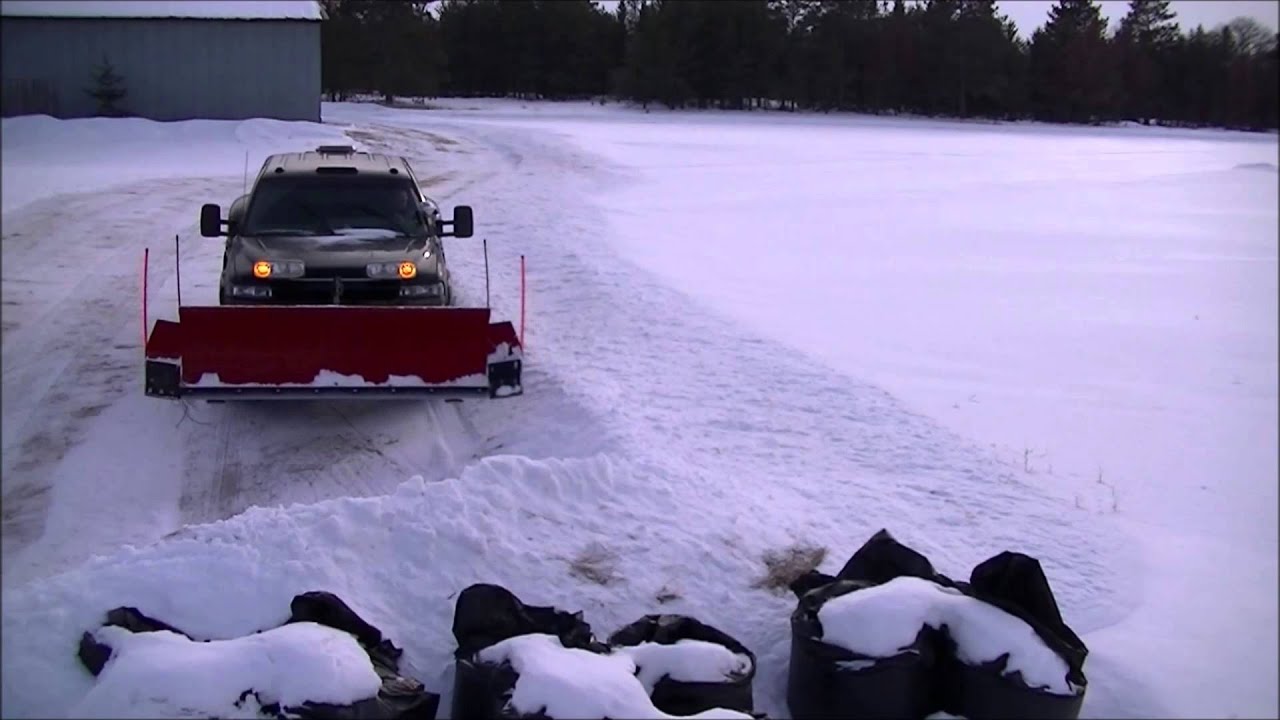 Snow Plowing Chevy Silverado Western Pro Plow with Custom Wings YouTube