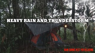 AMAZING CAMPING IN HEAVY RAIN AND THUNDER⛈️ RELAXING CAMPING AND SLEEPING IN HEAVY RAIN