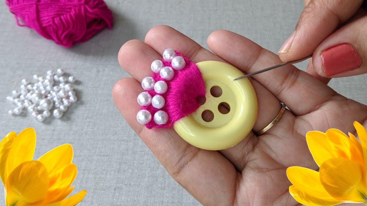 Super Easy Beautiful Yarn Flower Craft Ideas With Button Easy sewing
