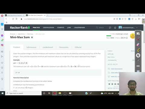 8 Mini Max Sum | Hackerrank | Hindi | Explanation & Code