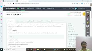 8 Mini Max Sum | Hackerrank | Hindi | Explanation & Code