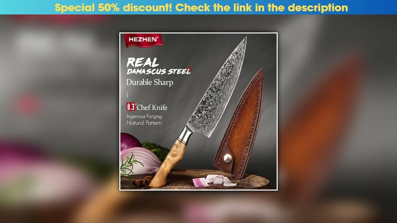 Best HEZHEN 8.3 Inch Chef Knife Japanese 67layer Damascus Kitchen Kniives VG For Meat Cook Knife 10