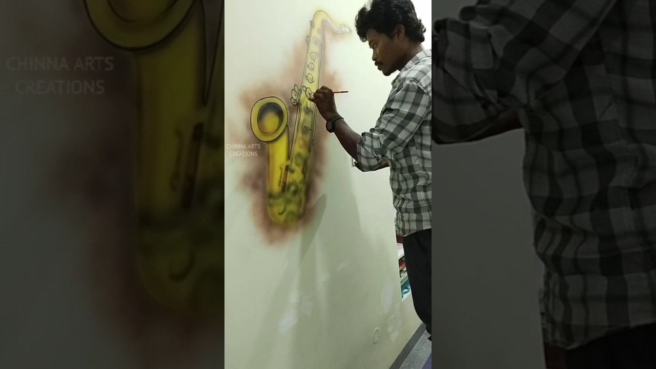 How to painting saxophone art' easy||saxophone art