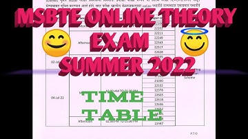 MSBTE ONLINE ☺THEORY EXAM SUMMER 2022 TIME TABLE
