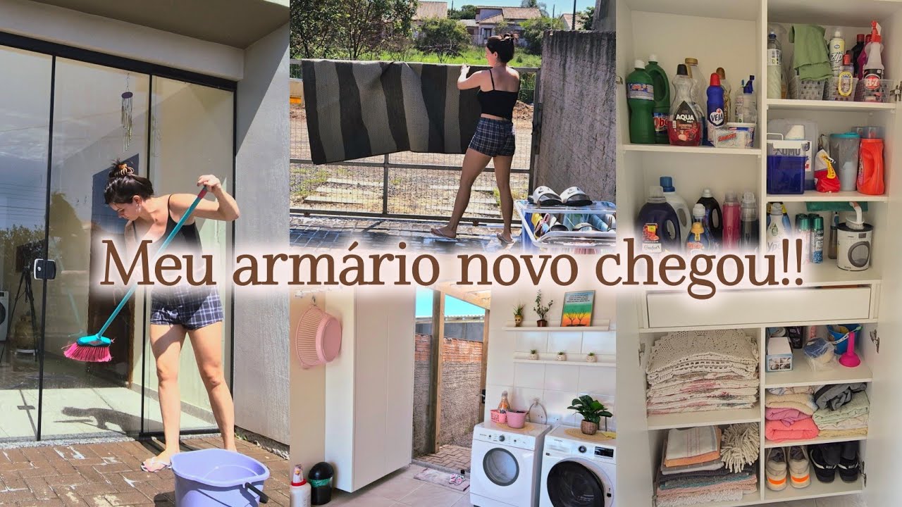 Ficou melhor do que eu esperava| pintamos, limpamos e organizamos a área de serviço✨️