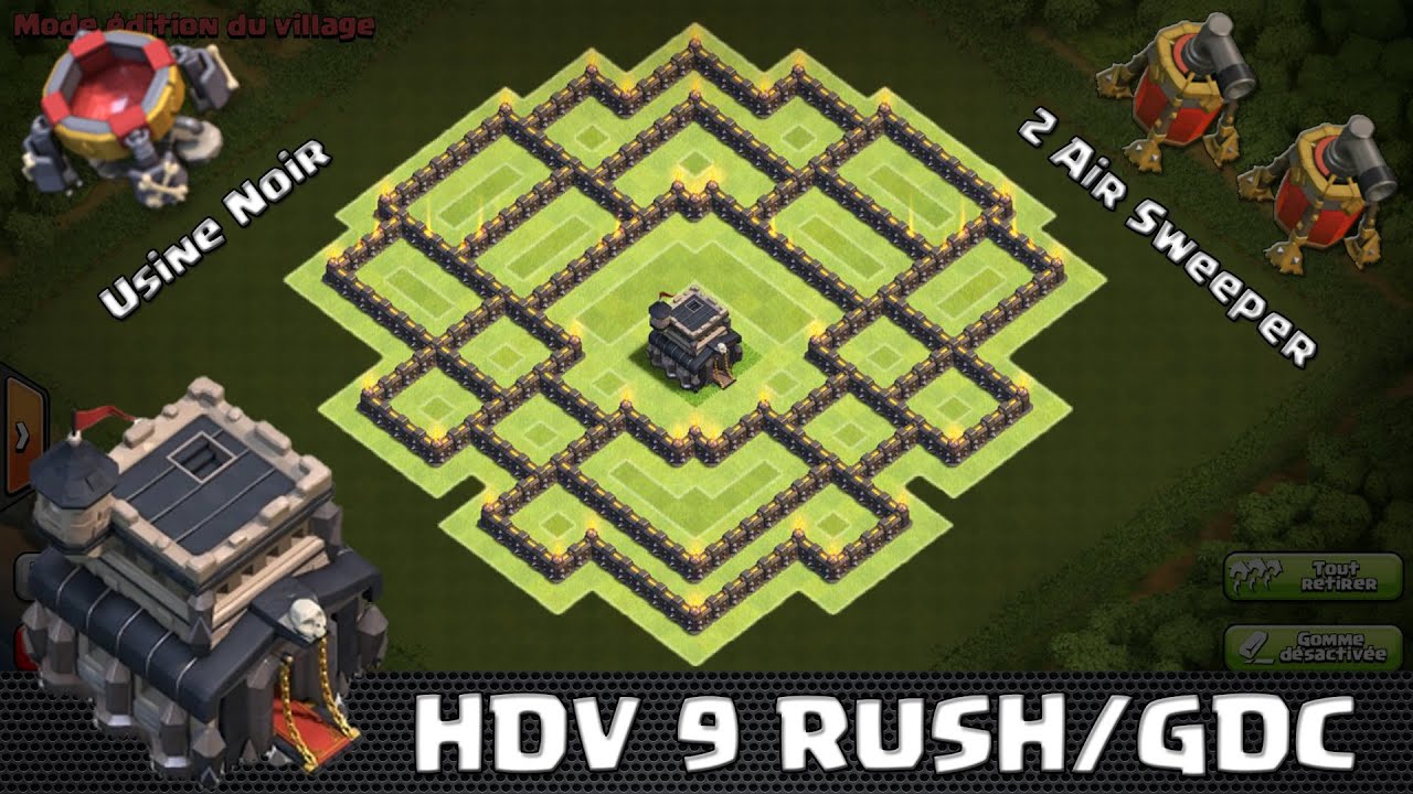 Clash Of Clans, Village HDV 9 RUSH/GDC Efficace ! 2 Airsweeper