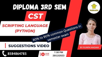 Diploma 3rd Sem CST | Scripting Language (Python) suggestion Video | By- Rumpa Madam / Easy2Learning