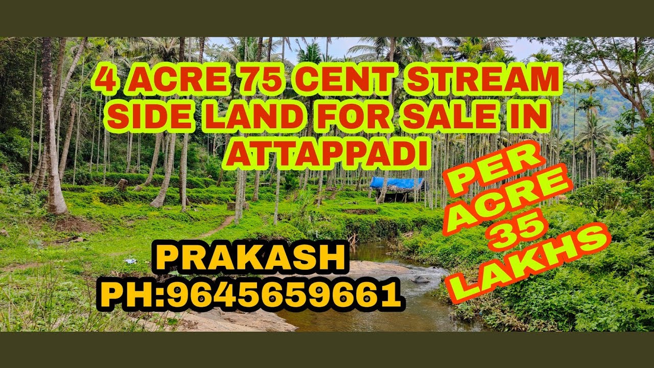 4 ACRE 75 CENT STREAM SIDE LAND FOR SALE IN ATTAPPADI YouTube