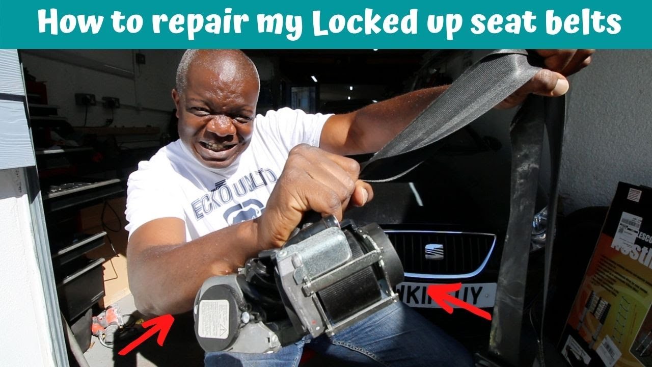 How to repair locked up seat belts on the seat ibiza - YouTube