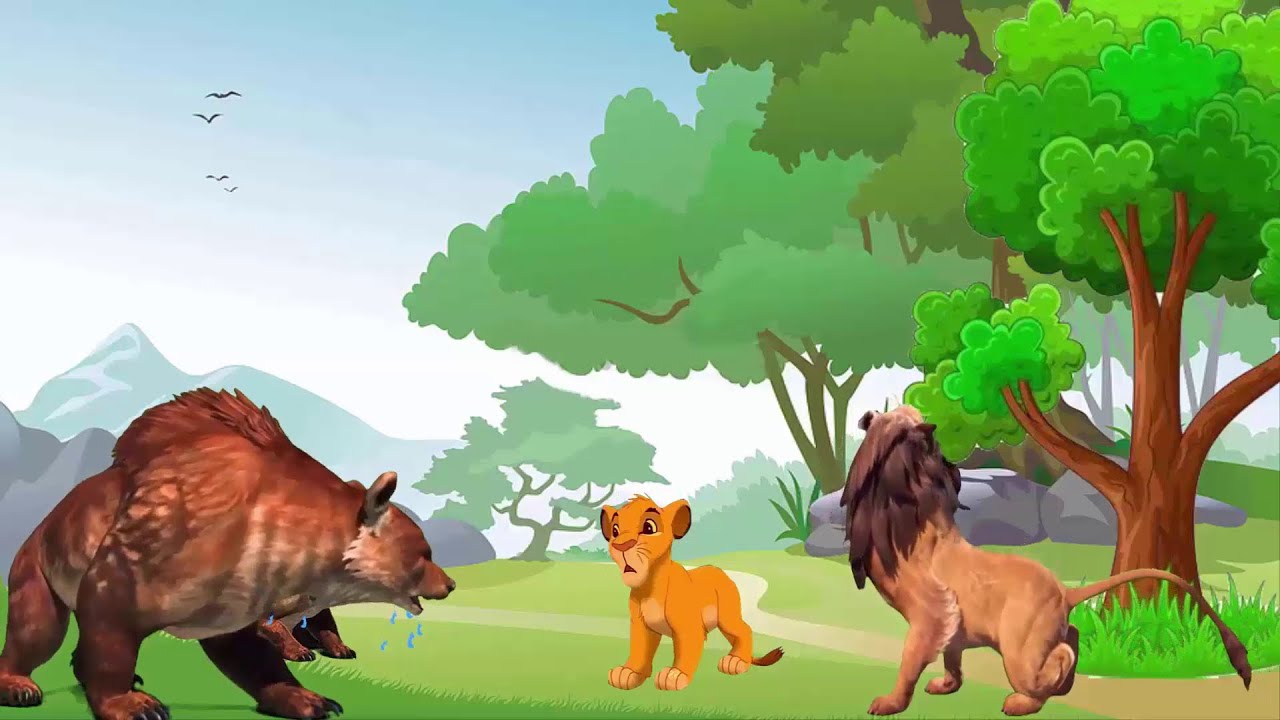 حدوتة سمبا مع الدب والضبع وحيوانات الغابة