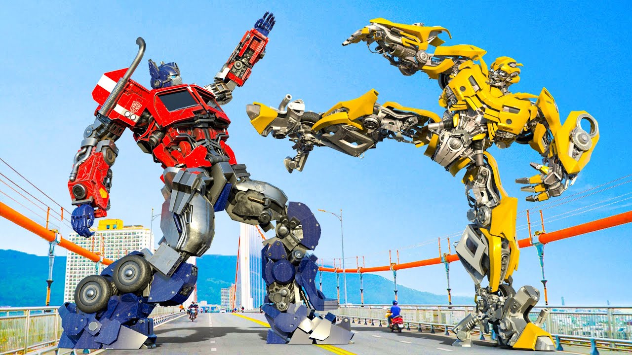 Transformers: Optimus Prime vs Bumblebee Epic Bridge Battle 🤖⚡ | Cyberforge X