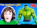 GIFTING Little Bro *NEW* HULK BUNDLE in Fortnite!