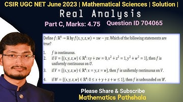 CSIR UGC NET June 2023 | Mathematical Sciences | Real Analysis | Part C | Question ID 704065 |