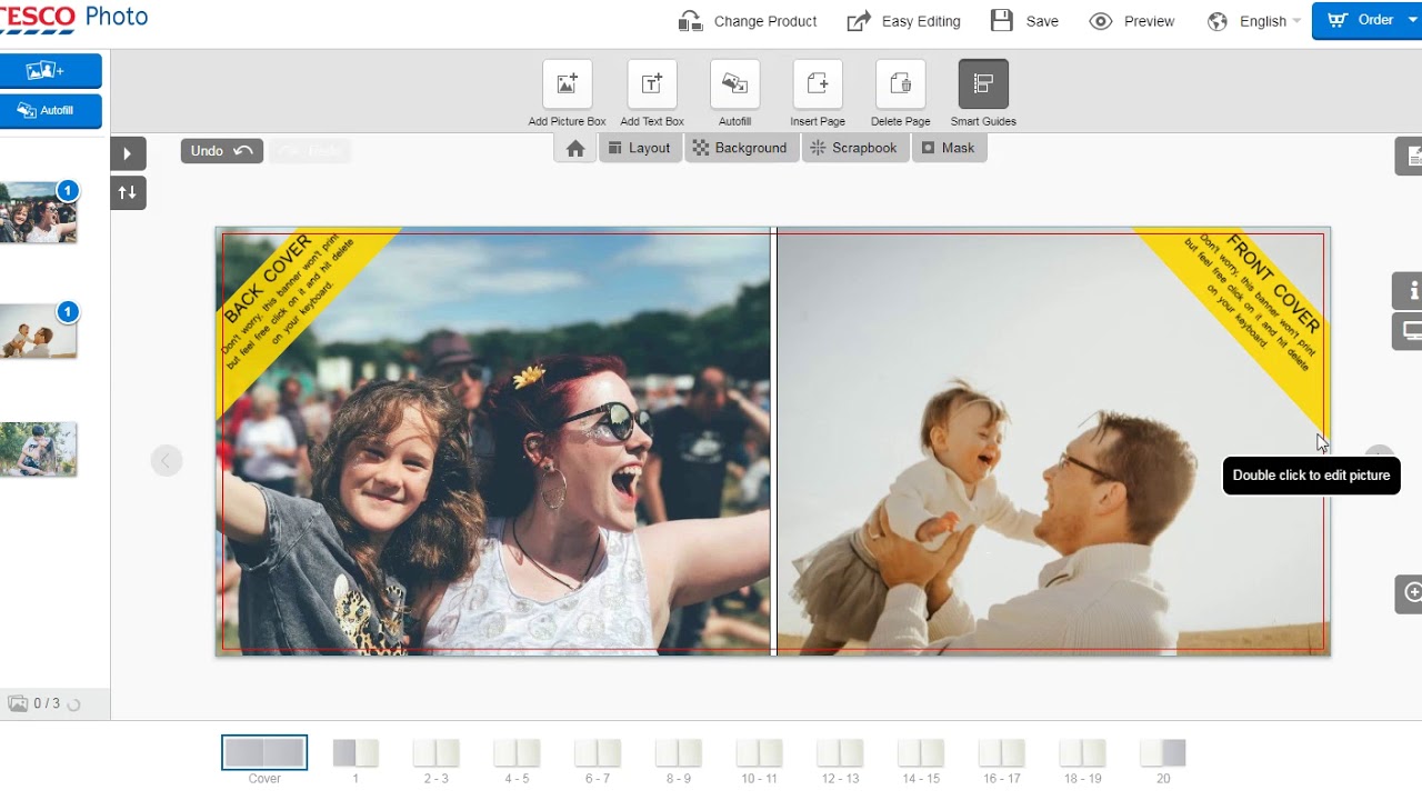 Tesco Photo How to add images to a Photobook Advanced editor. YouTube