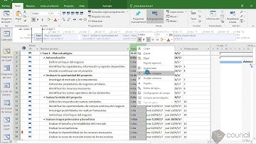 Mostrar y ocultar columnas - Curso MS Project 2016 | Council Chile